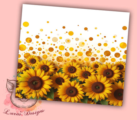 Glitter Sunflower 20oz Tumbler, Sunflower Design, 20oz Tumbler Wrap, Floral Tumbler, Custom Drinkware, Summer Gift, Sparkly Sunflower Sublimation Lara' s Designs 
