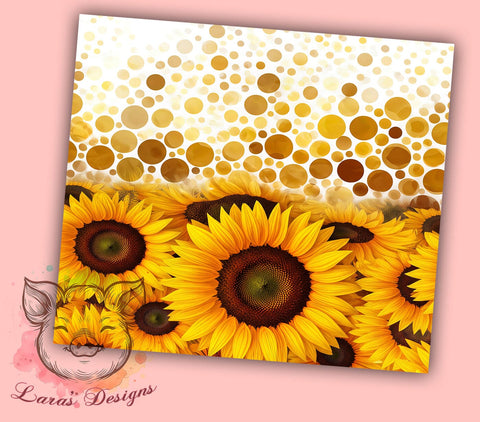 Glitter Sunflower 20oz Tumbler, Sunflower Design, 20oz Tumbler Wrap, Floral Tumbler, Custom Drinkware, Summer Gift, Sparkly Sunflower Sublimation Lara' s Designs 