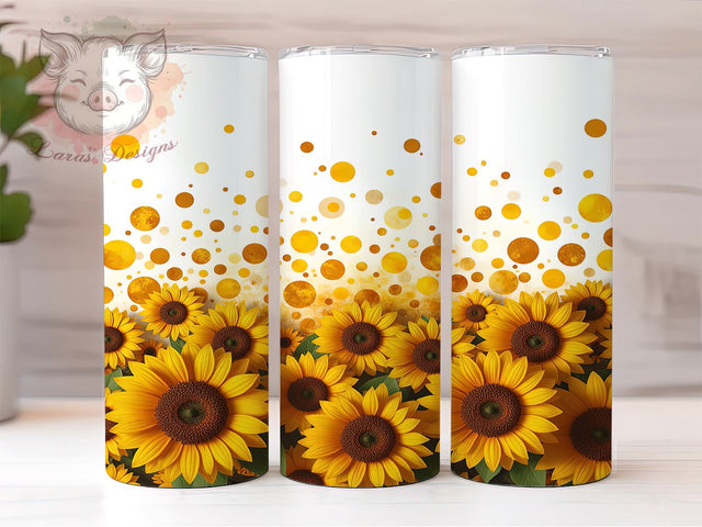 Glitter Sunflower 20oz Tumbler, Sunflower Design, 20oz Tumbler Wrap, Floral Tumbler, Custom Drinkware, Summer Gift, Sparkly Sunflower Sublimation Lara' s Designs 