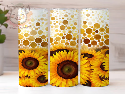 Glitter Sunflower 20oz Tumbler, Sunflower Design, 20oz Tumbler Wrap, Floral Tumbler, Custom Drinkware, Summer Gift, Sparkly Sunflower Sublimation Lara' s Designs 