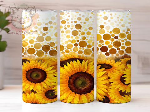 Glitter Sunflower 20oz Tumbler, Sunflower Design, 20oz Tumbler Wrap, Floral Tumbler, Custom Drinkware, Summer Gift, Sparkly Sunflower Sublimation Lara' s Designs 