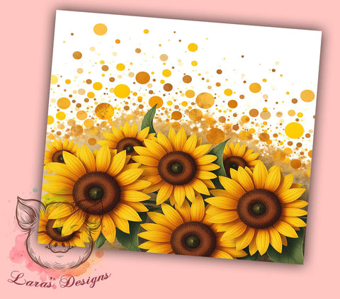 Glitter Sunflower 20oz Tumbler, Sunflower Design, 20oz Tumbler Wrap, Floral Tumbler, Custom Drinkware, Summer Gift, Sparkly Sunflower Sublimation Lara' s Designs 