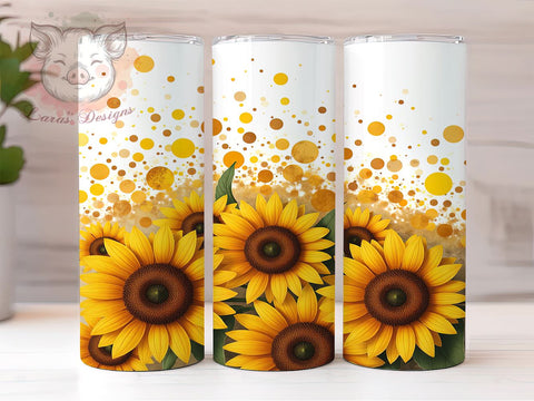 Glitter Sunflower 20oz Tumbler, Sunflower Design, 20oz Tumbler Wrap, Floral Tumbler, Custom Drinkware, Summer Gift, Sparkly Sunflower Sublimation Lara' s Designs 