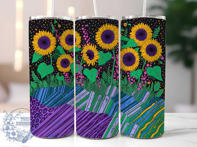 Glitter Sunflower Leopard Tumbler, Glitter Animal Print Tumbler, Sparkling Sunflower Wrap, Rustic Leopard Wrap, Whimsical Sunflower Wrap, Sublimation Design, Trendy Gift Idea Sublimation ToriDesigns 