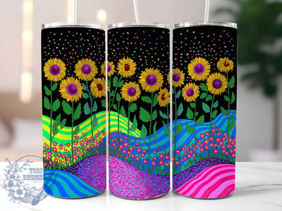 Glitter Sunflower Leopard Tumbler, Glitter Animal Print Tumbler, Sparkling Sunflower Wrap, Rustic Leopard Wrap, Whimsical Sunflower Wrap, Sublimation Design, Trendy Gift Idea Sublimation ToriDesigns 