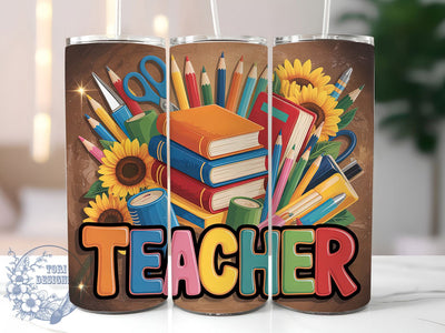 Glitter Teacher Life 20oz Tumbler, Glitter Wrap, Sublimation Gift, Educator Mug, 20oz Tumbler Design, Teacher Life Quote, Classroom Theme Sublimation ToriDesigns 