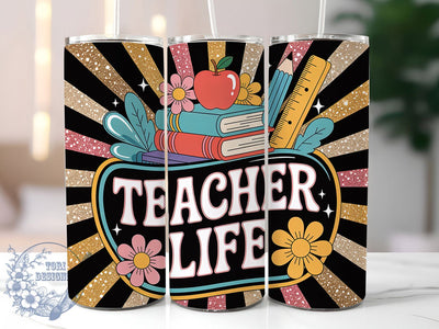 Glitter Teacher Life 20oz Tumbler, Glitter Wrap, Sublimation Gift, Educator Mug, 20oz Tumbler Design, Teacher Life Quote, Classroom Theme Sublimation ToriDesigns 