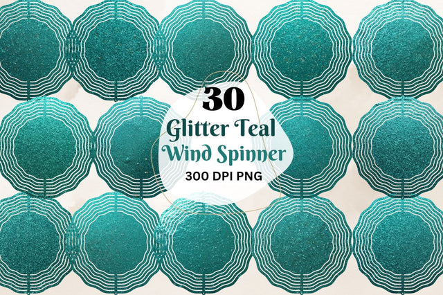 Glitter Teal Wind Spinner Sublimation Designs Bundle Sublimation Regulrcrative 