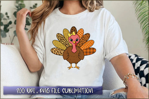 Glitter Thanksgiving Girl Turkey PNG Sublimation Shetara Begum 