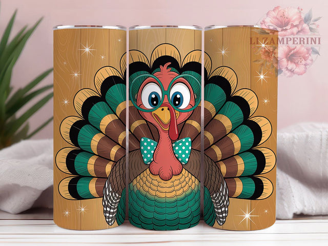 Glitter Thanksgiving Turkey Fall Tumbler, Thanksgiving Wrap Design, Autumn Sublimation PNG, Sparkle Holiday Aesthetic, Rustic Farmhouse Style, 20oz Tumbler Sublimation, Festive Fall Harvest Sublimation Li Zamperini 