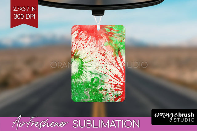 Glitter Tie Dye Christmas Air Freshener Sublimation Sublimation OrangeBrushStudio 