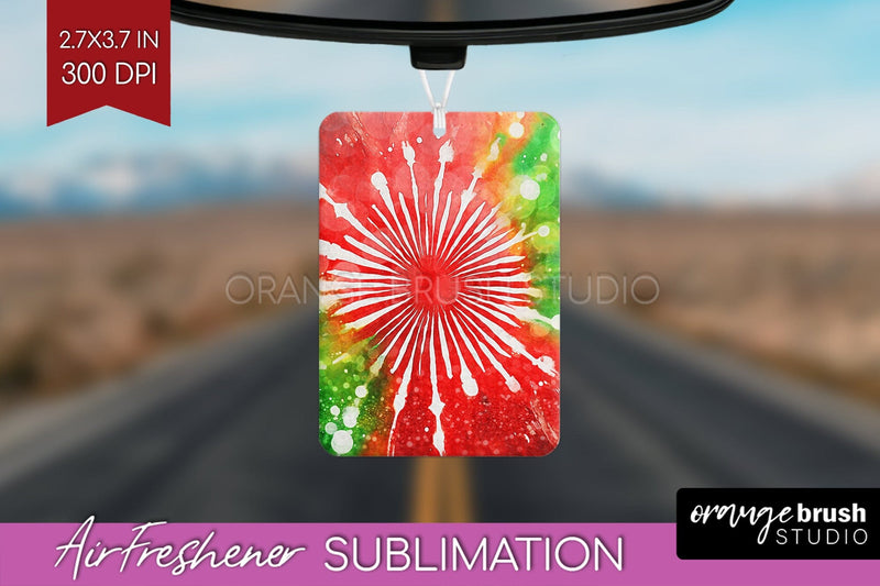 Glitter Tie Dye Christmas Air Freshener Sublimation Sublimation OrangeBrushStudio 