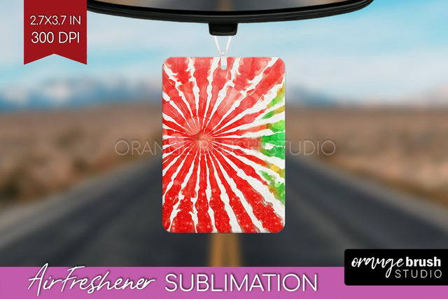 Glitter Tie Dye Christmas Air Freshener Sublimation Sublimation OrangeBrushStudio 