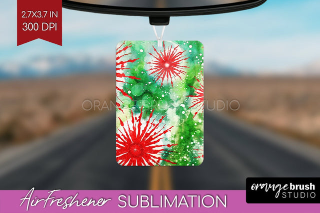 Glitter Tie Dye Christmas Air Freshener Sublimation Sublimation OrangeBrushStudio 