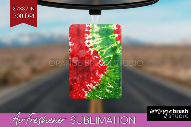 Glitter Tie Dye Christmas Air Freshener Sublimation Sublimation OrangeBrushStudio 