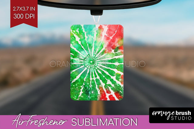 Glitter Tie Dye Christmas Air Freshener Sublimation Sublimation OrangeBrushStudio 