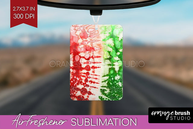 Glitter Tie Dye Christmas Air Freshener Sublimation Sublimation OrangeBrushStudio 