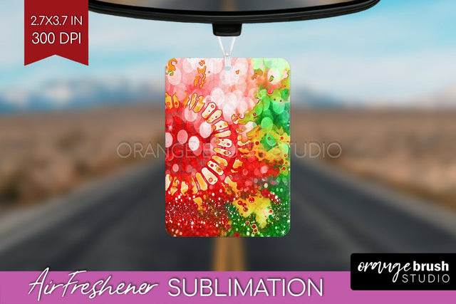 Glitter Tie Dye Christmas Air Freshener Sublimation Sublimation OrangeBrushStudio 