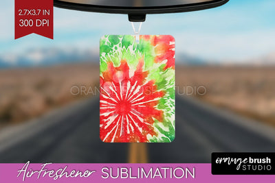 Glitter Tie Dye Christmas Air Freshener Sublimation Sublimation OrangeBrushStudio 