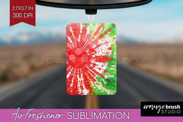 Glitter Tie Dye Christmas Air Freshener Sublimation Sublimation OrangeBrushStudio 