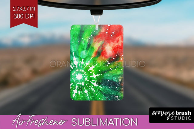 Glitter Tie Dye Christmas Air Freshener Sublimation Sublimation OrangeBrushStudio 