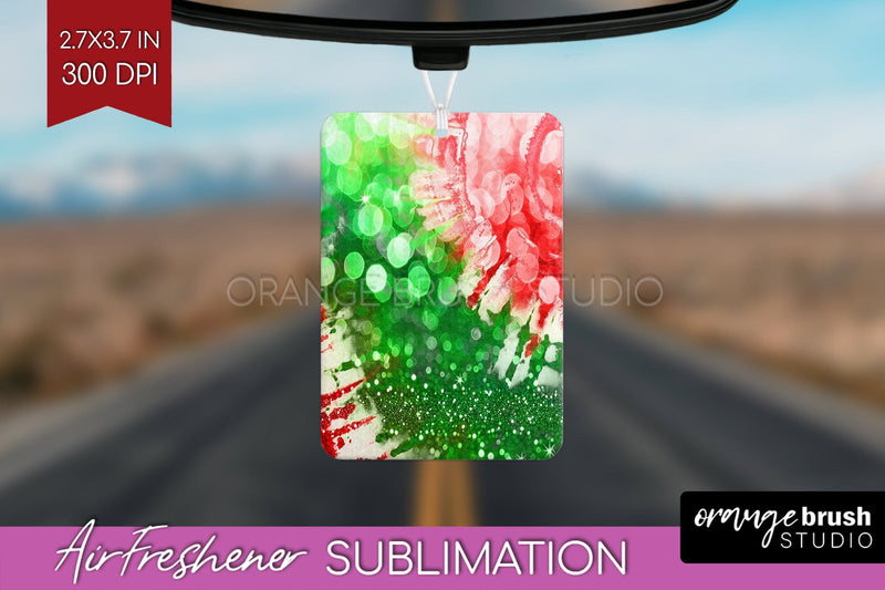 Glitter Tie Dye Christmas Air Freshener Sublimation Sublimation OrangeBrushStudio 