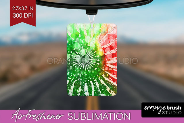 Glitter Tie Dye Christmas Air Freshener Sublimation Sublimation OrangeBrushStudio 