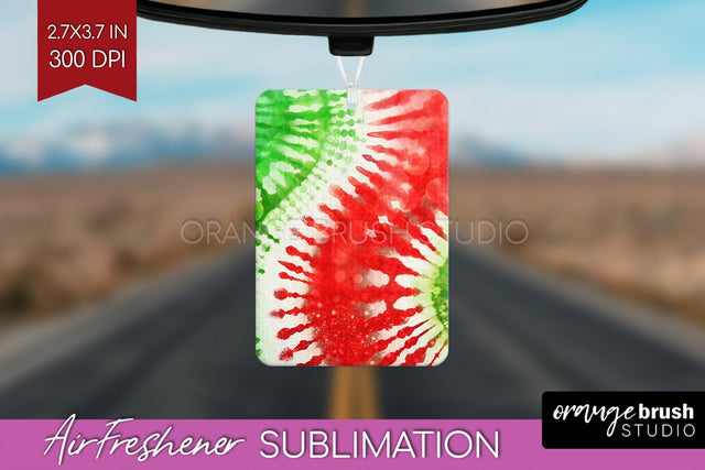 Glitter Tie Dye Christmas Air Freshener Sublimation Sublimation OrangeBrushStudio 