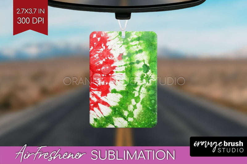 Glitter Tie Dye Christmas Air Freshener Sublimation Sublimation OrangeBrushStudio 