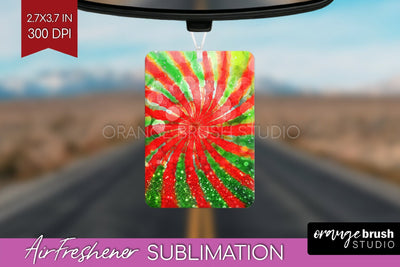 Glitter Tie Dye Christmas Air Freshener Sublimation Sublimation OrangeBrushStudio 