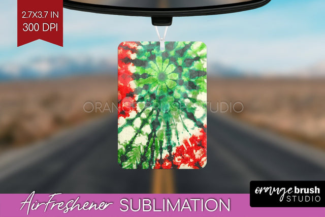 Glitter Tie Dye Christmas Air Freshener Sublimation Sublimation OrangeBrushStudio 