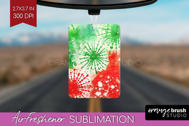 Glitter Tie Dye Christmas Air Freshener Sublimation Sublimation OrangeBrushStudio 