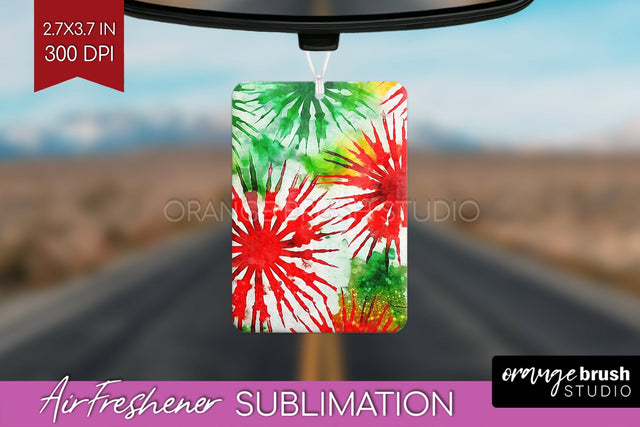 Glitter Tie Dye Christmas Air Freshener Sublimation Sublimation OrangeBrushStudio 
