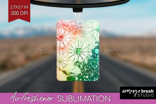 Glitter Tie Dye Christmas Air Freshener Sublimation Sublimation OrangeBrushStudio 
