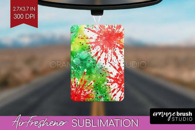 Glitter Tie Dye Christmas Air Freshener Sublimation Sublimation OrangeBrushStudio 