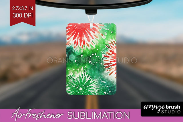 Glitter Tie Dye Christmas Air Freshener Sublimation Sublimation OrangeBrushStudio 