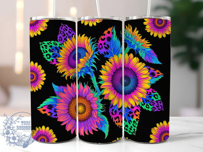 Glitter Tie Dye Sunflower Leopard Tumbler, Leopard Print Tumbler, Glitter Sunflower Leopard Wrap, Rustic Animal Print Wrap, Whimsical Sunflower Wrap, Sublimation Design, Trendy Gift Idea Sublimation ToriDesigns 