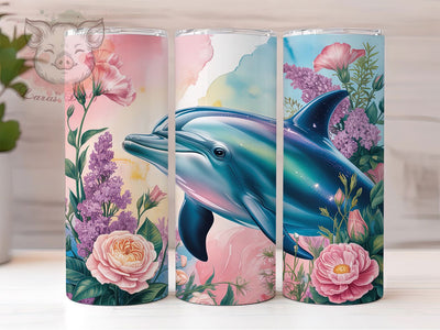 Glitter Tropical Dolphin Tumbler, Summer Floral Tumbler, Dolphin 20oz Wrap, Sublimation Design, Beach Lover Gift, Sparkly Dolphin Wrap, Tropical Floral Tumbler Sublimation Lara' s Designs 