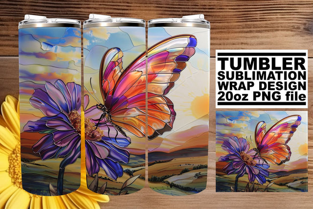 Glitter Tumbler Butterfly 3D Wrap Sublimation afrosvg 