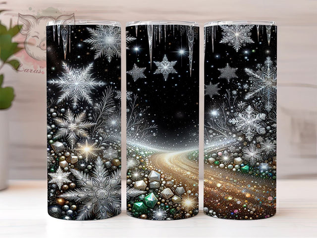 Glitter Tumbler, Snowflake Tumbler, 20oz Tumbler Wrap, Winter Decor, Christmas Tumbler, Holiday Gift, Sparkly Tumbler Sublimation Lara' s Designs 