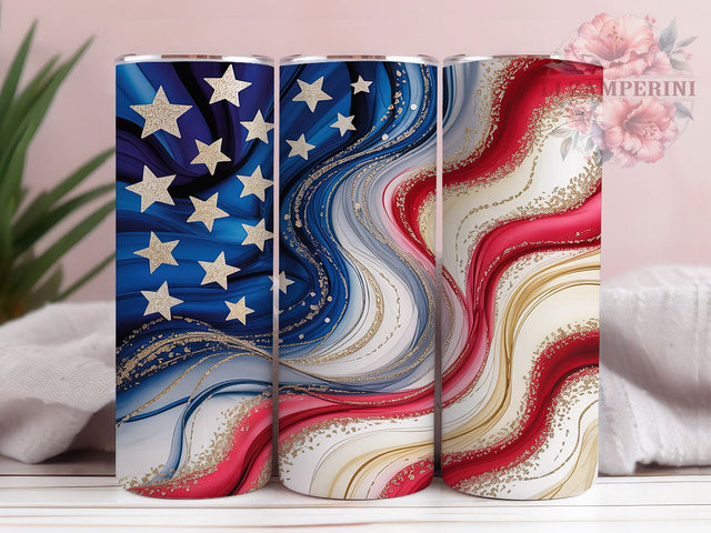 Glitter USA Flag Art 20oz Tumbler, American Flag, Abstract Design, Patriotic Theme, Dynamic Illustration, Skinny Tumbler, Sublimation PNG Sublimation Li Zamperini 
