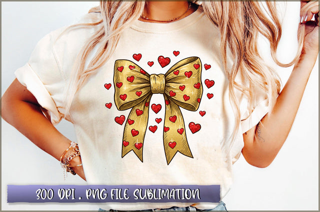 Glitter Valentine Heart Coquette Bow PNG Sublimation Shetara Begum 