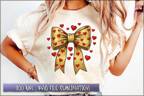 Glitter Valentine Heart Coquette Bow PNG Sublimation Shetara Begum 