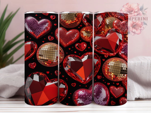Glitter Valentine Heart Tumbler, Sparkly Heart Design, Glitter Love Tumbler, 20Oz Wrap Design, Valentine Sublimation, Shiny Heart Art, Romantic Glitter Theme Sublimation Li Zamperini 