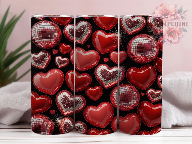 Glitter Valentine Heart Tumbler, Sparkly Heart Design, Glitter Love Tumbler, 20Oz Wrap Design, Valentine Sublimation, Shiny Heart Art, Romantic Glitter Theme Sublimation Li Zamperini 