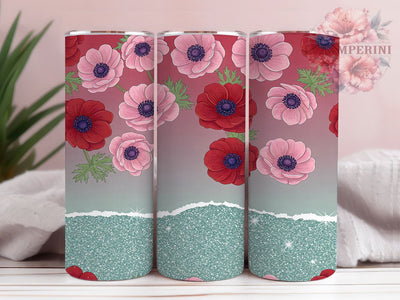 Glitter Watercolor Floral Tumbler Wrap, Seamless Flower Wrap, 20oz Sublimation Wrap, Sparkle Tumbler Design, Watercolor Floral Tumbler, Aesthetic Flower Tumbler Sublimation Li Zamperini 