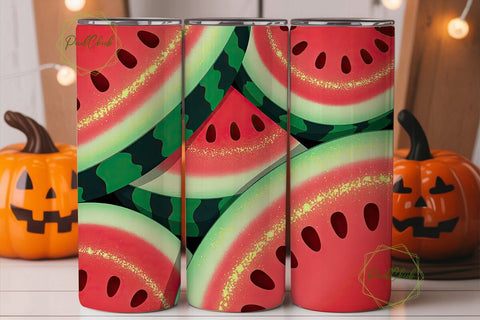 Glitter Watermelon 20oz Tumbler Wrap Sublimation PixelChick 