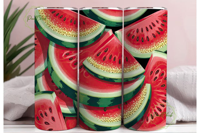 Glitter Watermelon 20oz Tumbler Wrap Sublimation PixelChick 