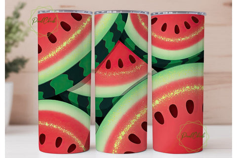 Glitter Watermelon 20oz Tumbler Wrap Sublimation PixelChick 