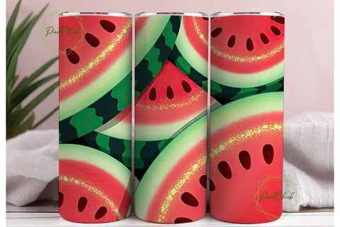 Glitter Watermelon 20oz Tumbler Wrap Sublimation PixelChick 